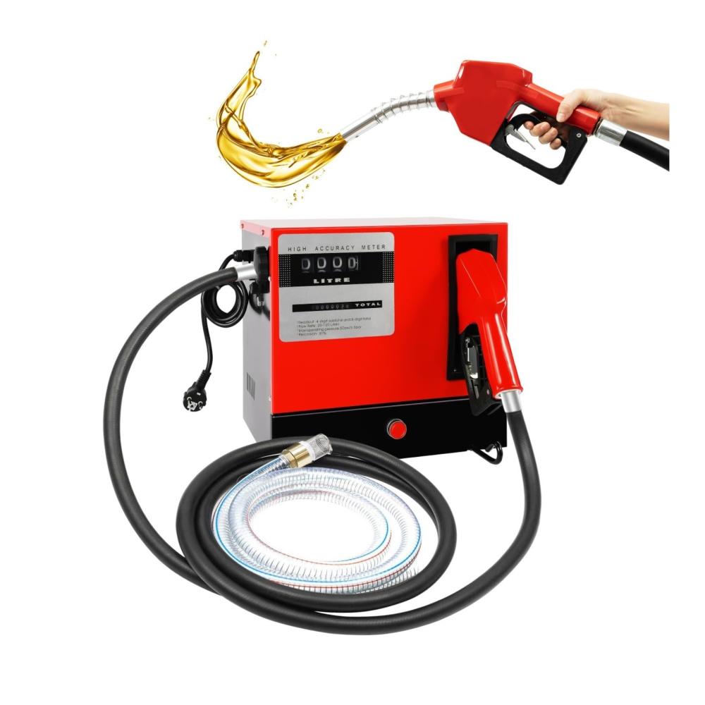 Selbstansaugende Dieselpumpe 230V 550W Kraftstoffpumpe mit 60L/Min Heizölpumpe inkl. 4m Schlauch Zählwerk & Abschaltautomatik Ideal für Heizöl