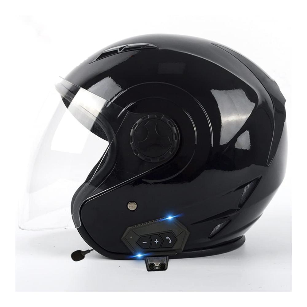 Bluetooth Klapphelm 3/4 Jet mit Sonnenblende & Klar Getöntem Visier - Modularer Integral-Motorradhelm für Motocross Größe M (57-58CM)