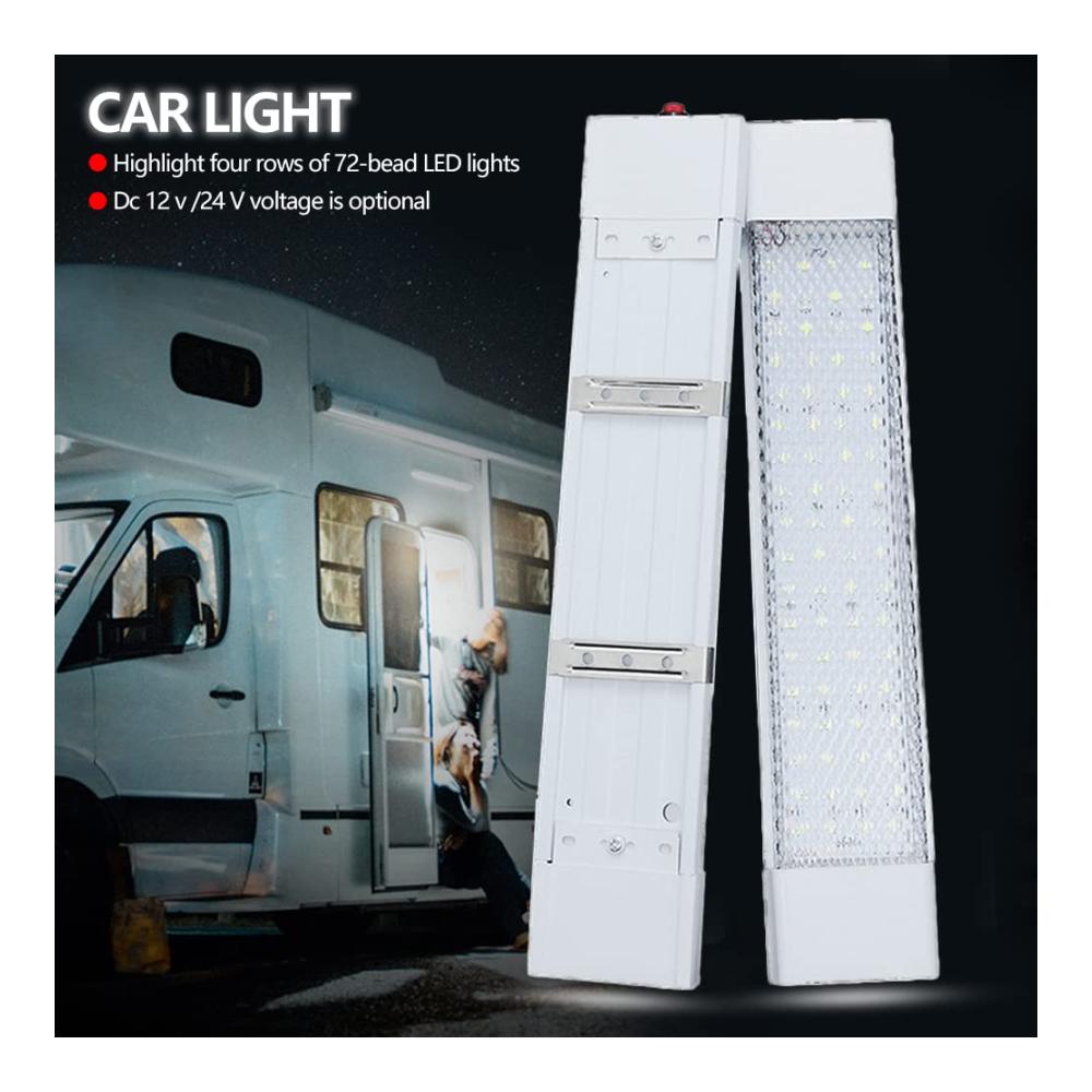 LED Auto Innenbeleuchtung 12V Streifen für Wohnmobil Van & Boot | 72 LEDs RV Deckenleuchte Leselicht & Dachlampen | Weiß 2 Stück (Typ 1