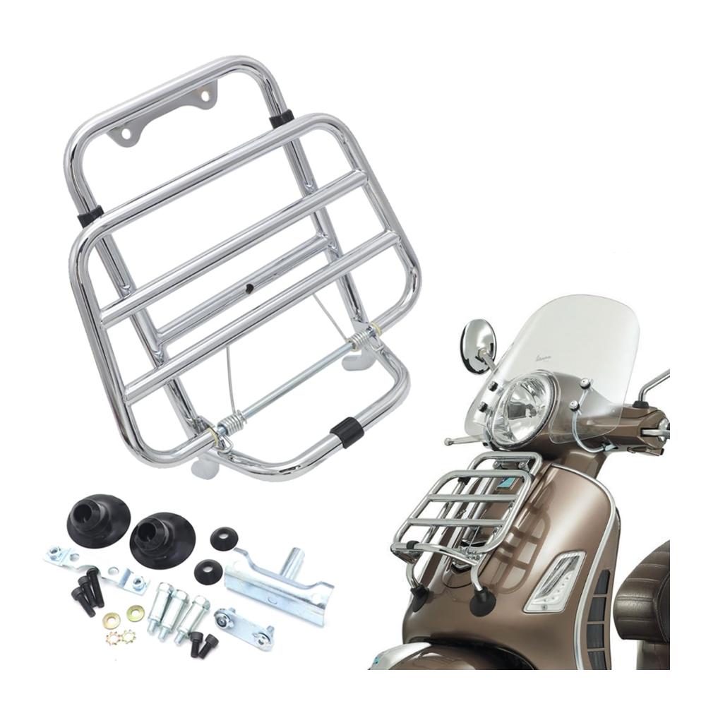 Hinterradgepäckträger für Vespa GTS 300 2018-2023 - Robuste Halterung für zusätzliche Ladefläche silbrig ideal für Motorradteile und Gepäcktransport