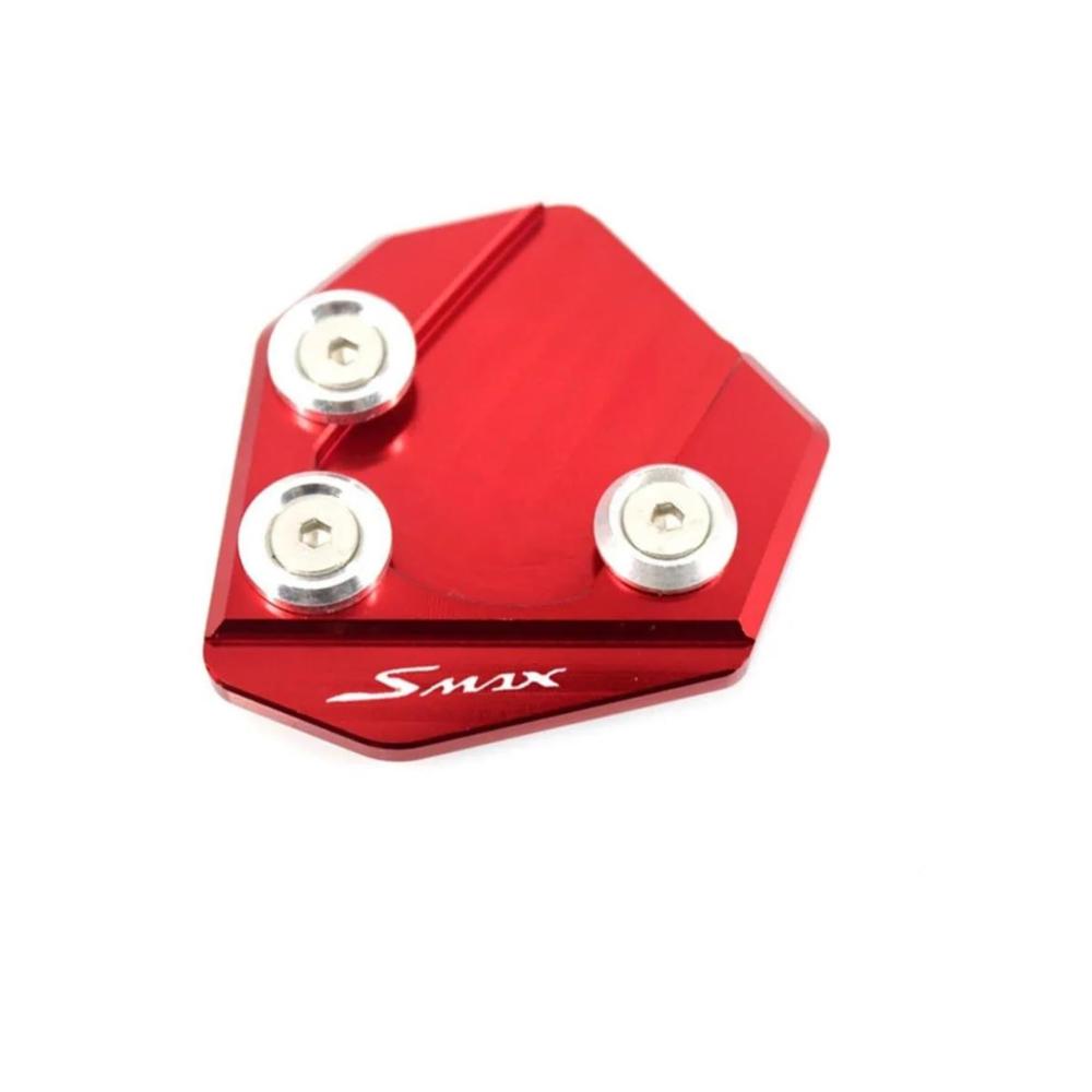 Motorrad CNC Ständer Verlängerung Fuß Seitenständer Stützplatte für SMAX 155 2013-2021 – Rot Vergrößerungspolster für besseren Halt und Stabilität