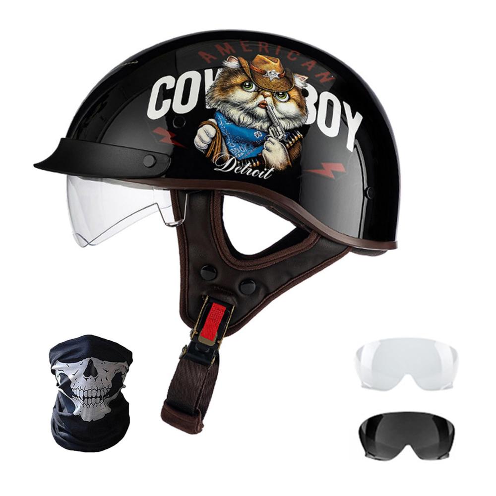 Jethelm für Motorräder & Roller – Retro Vintage Scooterhelm für Moped Mofa & Chopper – Stylischer Jet-Helm für Damen und Herren Erwachsene in verschiedenen Größen