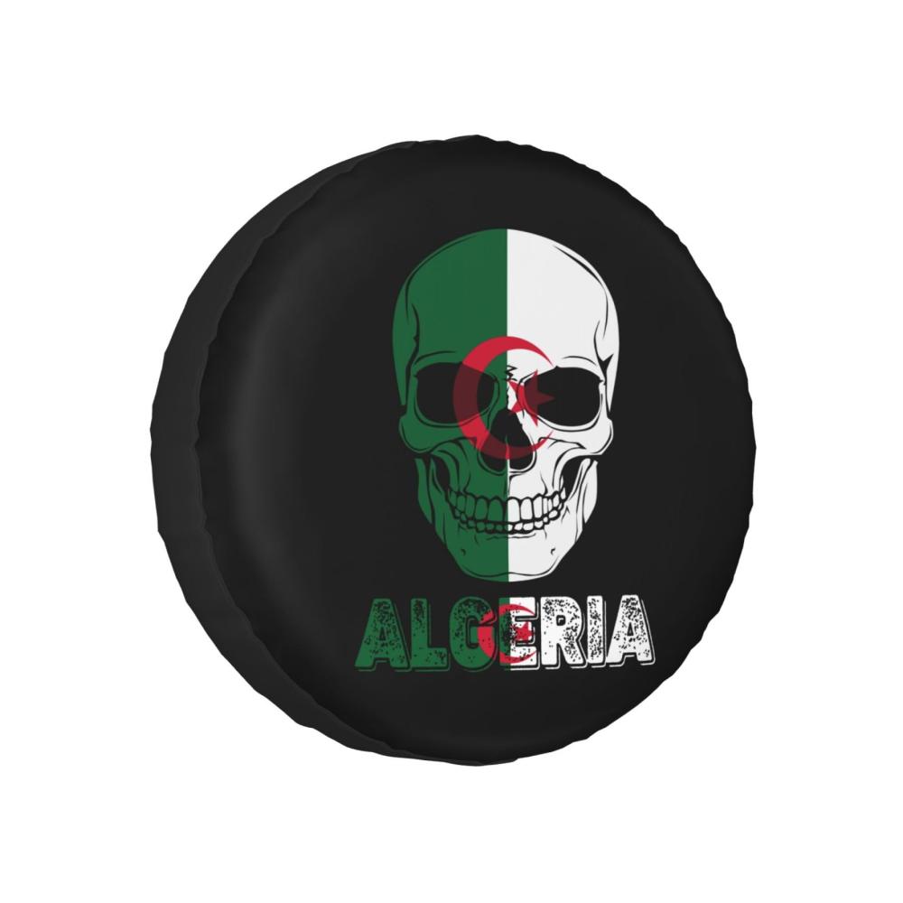 Reserveradabdeckung Vintage-Algerien Flagge Totenkopf 14 Zoll für 60–69 cm Durchmesser Staubdicht Wetterfest Universelle Passform für Anhänger SUV LKW