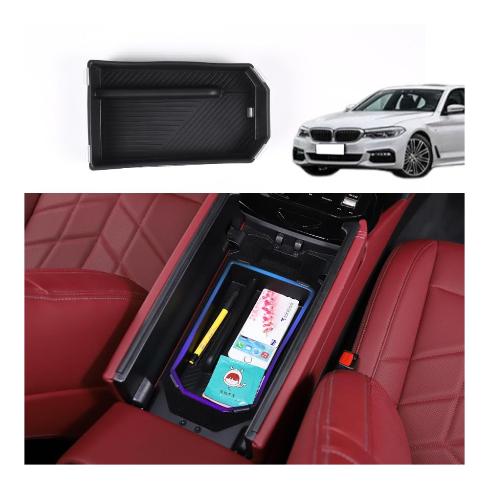 ABS Auto Armlehnen Organizer für BMW 5er Serie G60 2024 – Mittelkonsole Aufbewahrungsbox Mittelarmlehne Innenzubehör Handschuhfach Organizer