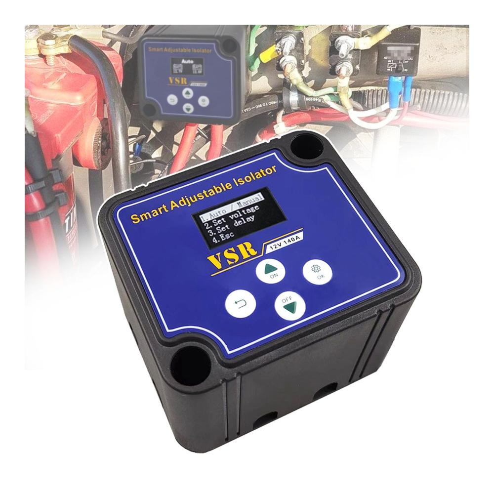 Verstellbarer Dual-Batterie-Isolator 12V 140A Spannungssensitives Relais VSR für RV Marine Auto Lkw Wohnmobil Offroad Camper Yacht ATV UTV Boote