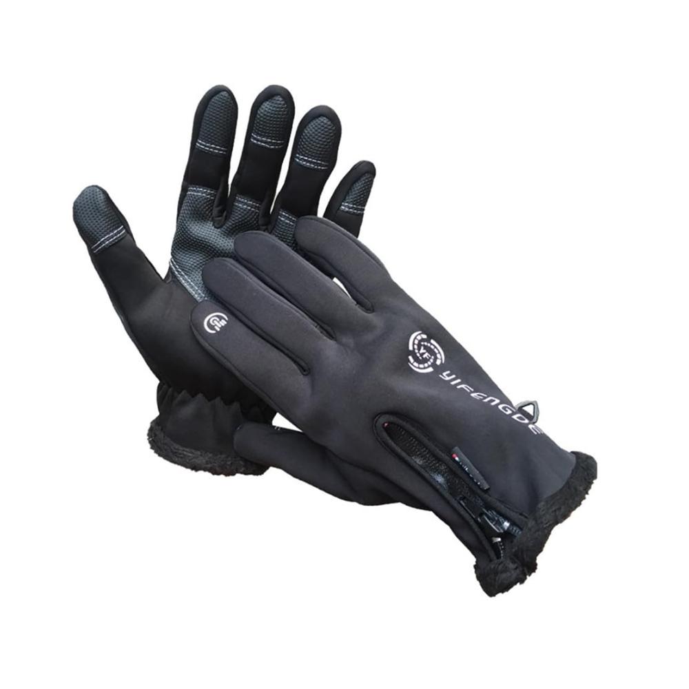 Winter Outdoor Sporthandschuhe Fleece Touchscreen Fahrradhandschuhe Warm für Mountainbike & Ski Schwarz für Herren und Damen