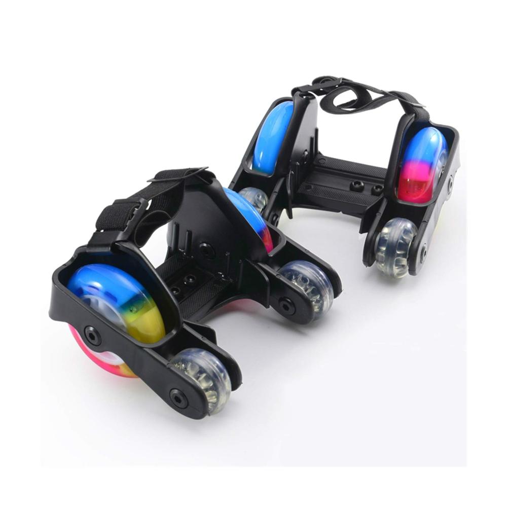 Radschrauben für Rollschuhe – 4 Blinkende Gummi-Lenkrollen Beleuchtete Fersen-Skate-Räder Neue Schwarze Farben Skate-Schuh Sport 668 Riemenscheibe