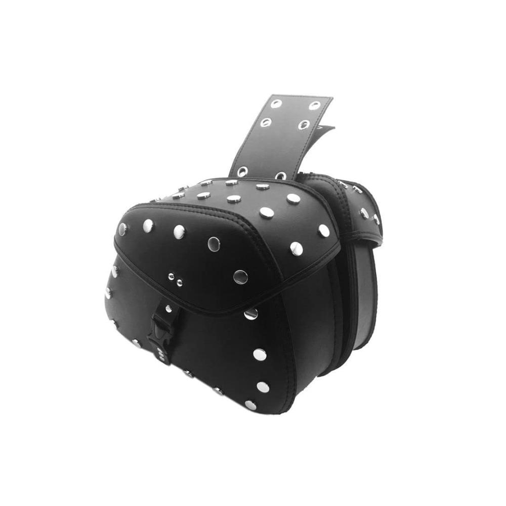 Leder Motorrad Satteltaschen für Sportster – Doppelgurt Seitentaschen mit Nieten – Robuste Satteltaschen für Touring und Custom Bikes strapazierfähig und stilvoll