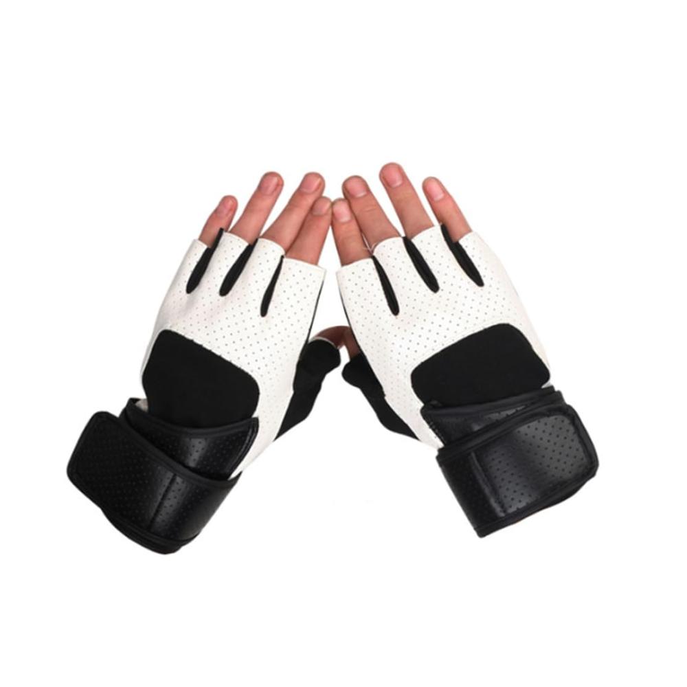 Fitness-Handschuhe für Outdoor-Sport Hantel- und Gewichtheben rutschfest mit Handgelenkstütze auch als Fahrradhandschuhe geeignet Weiß