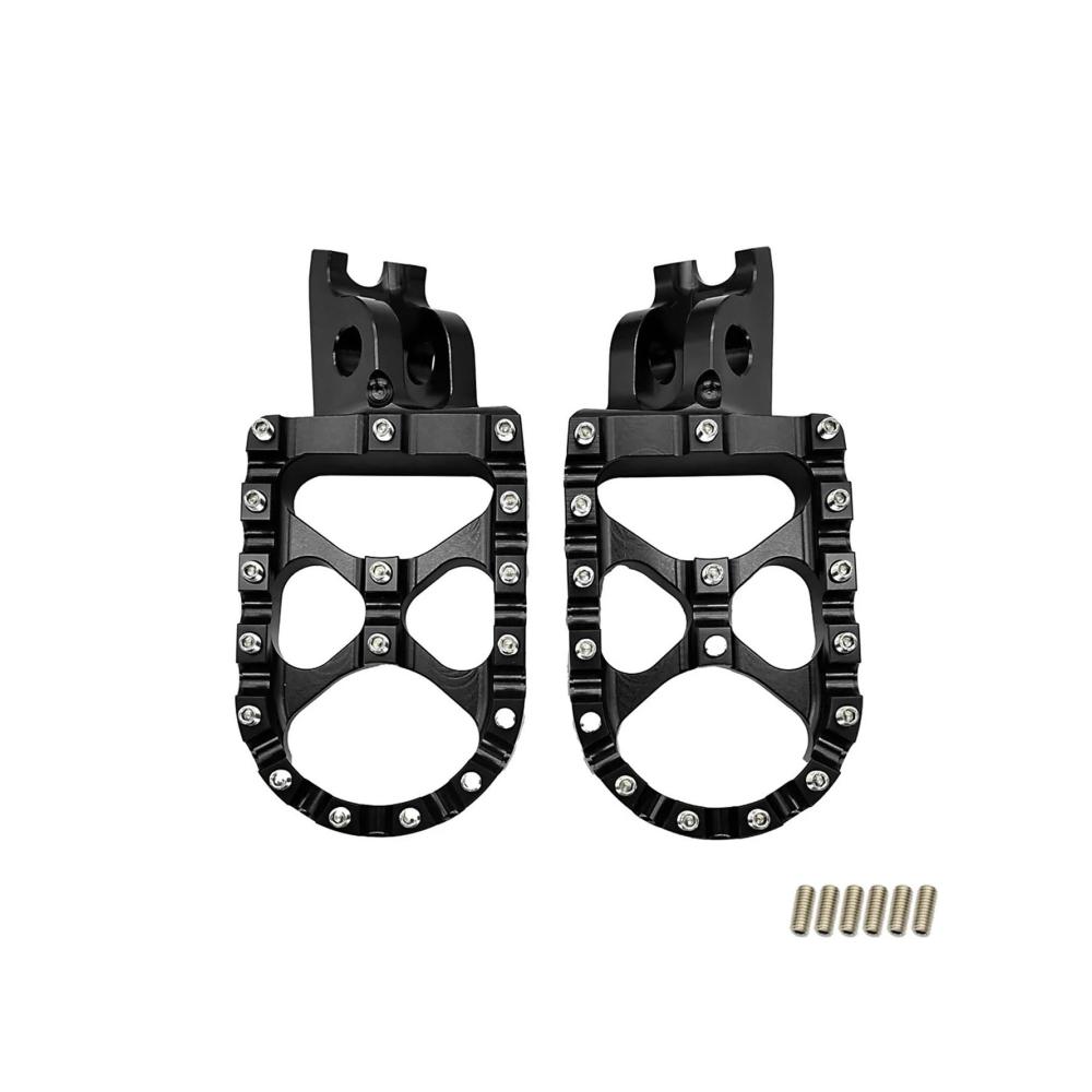 Motorrad CNC Fußrasten Fußstützen Pedale für KX250F KX450F 2006-2021 KX250X KX450X 2021-2023 KLX450R 2008-2013 – Schwarz langlebig verformungsresistent